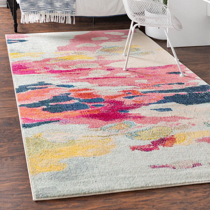 Tapis rose en polypropylène Roshan, Rectangle 9 pi x 12 pi
