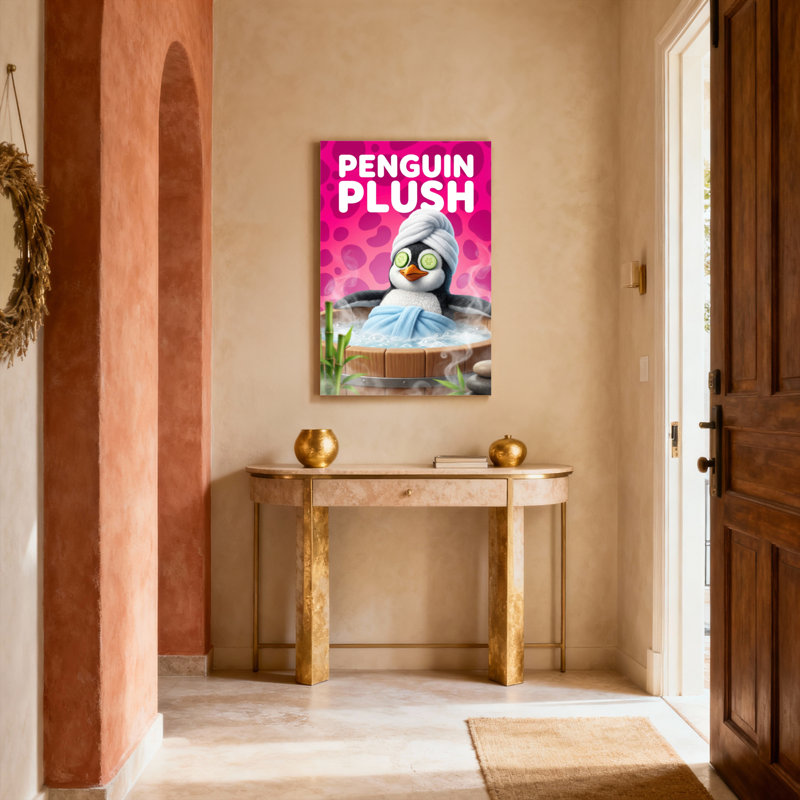 «Penguin Plush Spa», ensemble de 1 reproduction d'art sur toile tendue sur toile, H 36 po x l 24 po