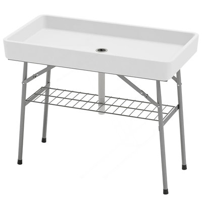 Folding Outdoor Table Cooler With Built-In Ice Chest And Drain, Perfect For Parties And Portable Use
