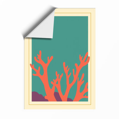 Coral on Teal Coastal - Framed Print
