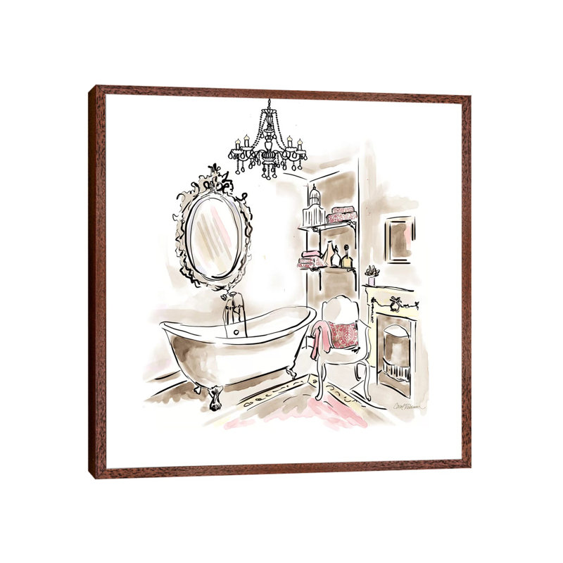 Pink Opulence II by Carol Robinson - Painting on Canvas, 45.72 cm H x 45.72 cm W, Classic Brown Wood Framed