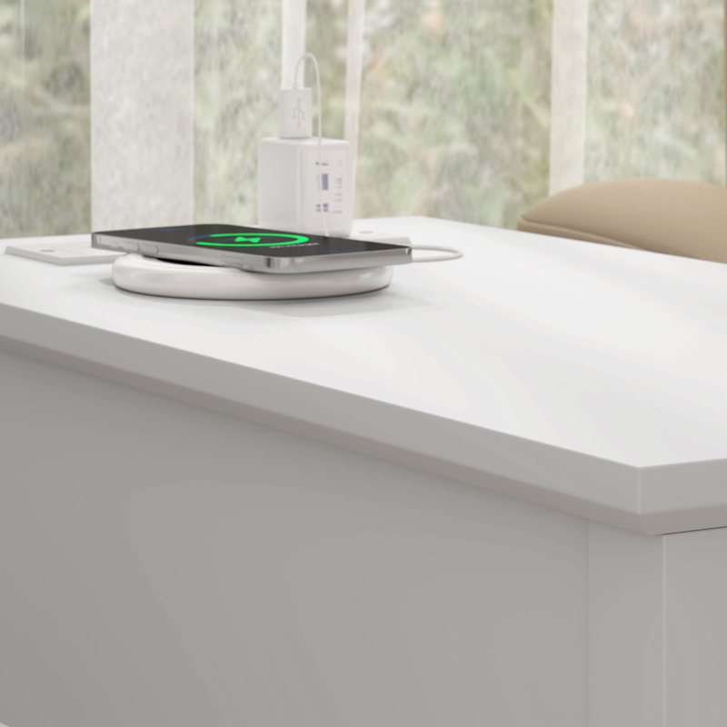Table de bout avec station de charge Ports USB Table d'appoint avec rangement, Noir