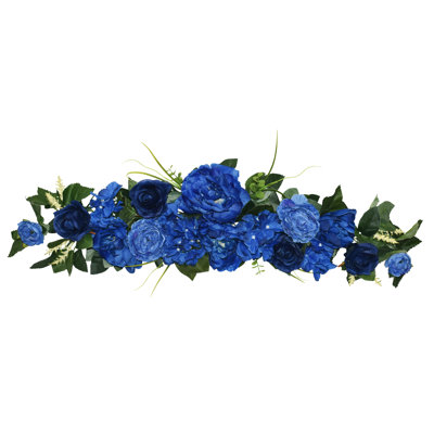 32" Royal Blue Peony Rose Hydrangea Swag