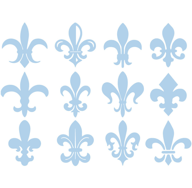 Décalcomanie murale motif fleur du lis, H 40 po x l 53 po x P 0,01 po, Bleu poudré