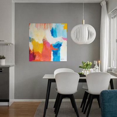 Style contemporain zen avec art abstrait bleu