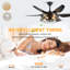 52" Black Ceiling Fan With Lights And Remote, 6 Blades, Industrial Cage Design For Living Room And Bedroom