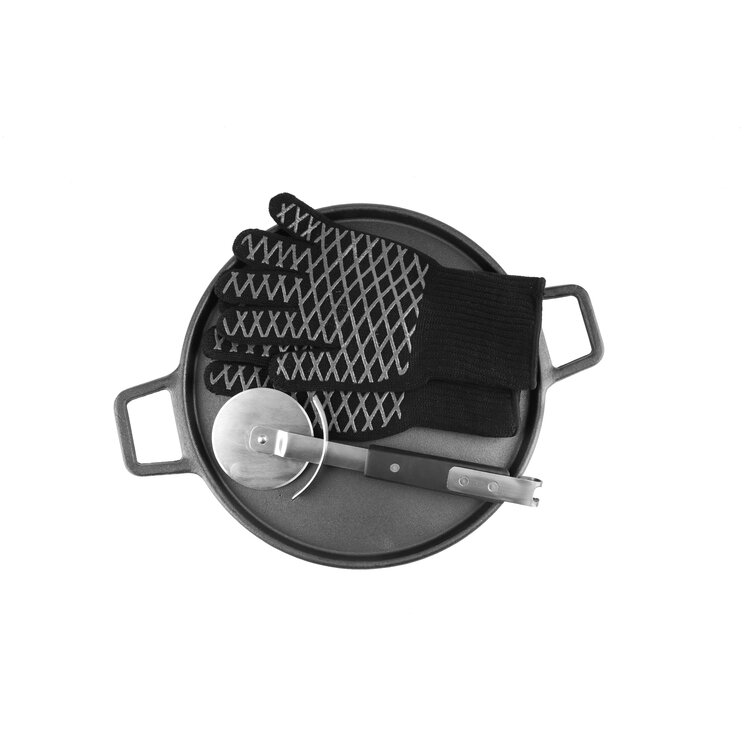 14 Cast Iron Pizza Pan Round Griddle for Bake Broil Fry Grill