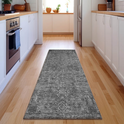 Premium Machine Washable Cerrito AMF611 Charcoal Rug