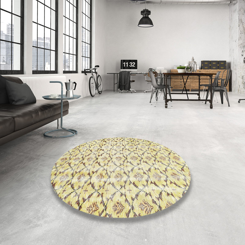 Tapis beige contemporain, Rond 4 pi