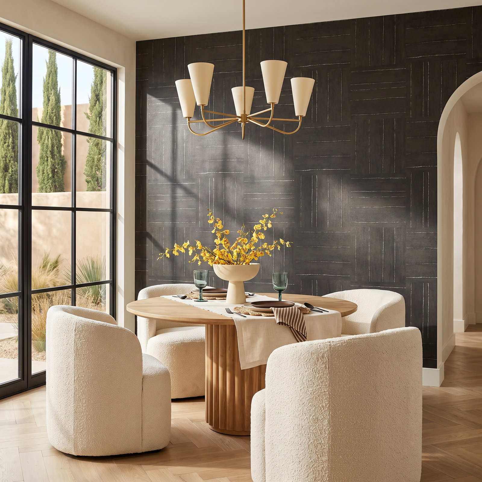 Lianna Geometric Wallpaper, Charcoal