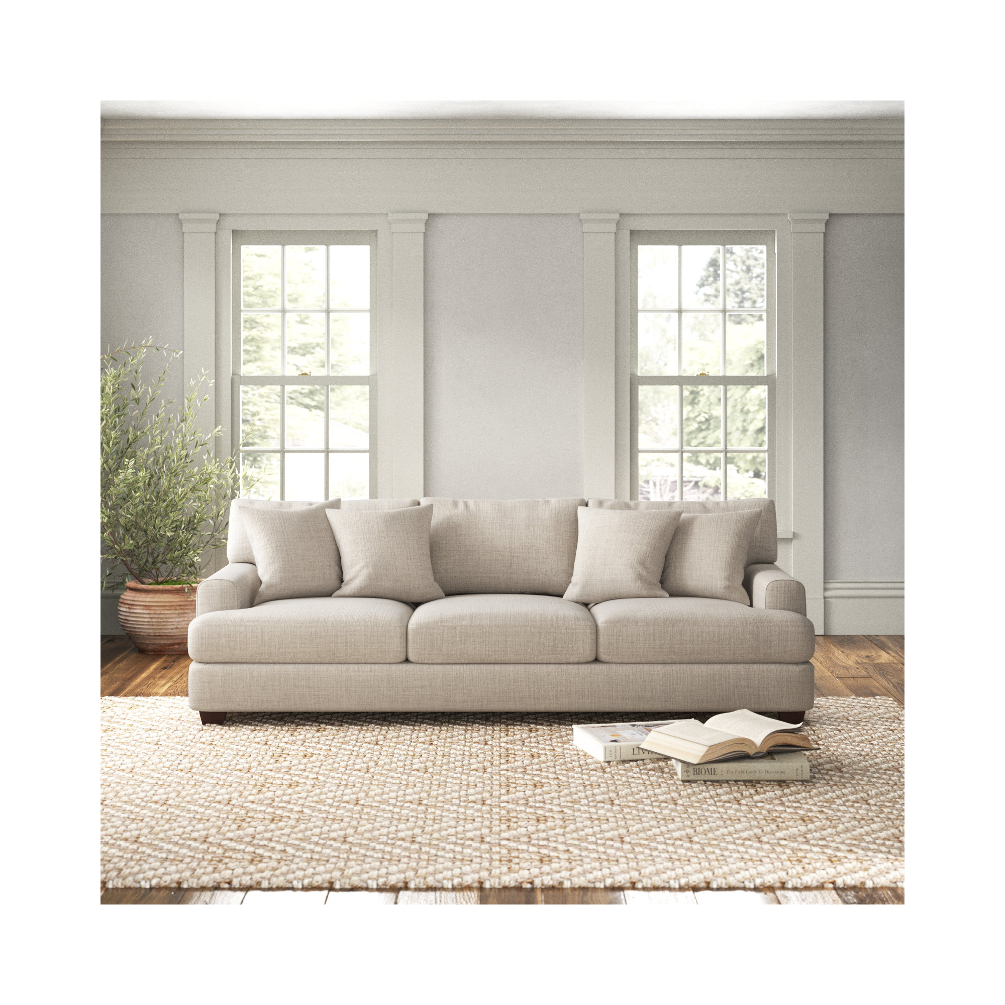 Emilio 90'' Upholstered Sofa, Conversation Ivory