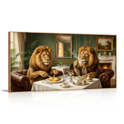 Ensemble de 1 tableau sur toile Lion Tea