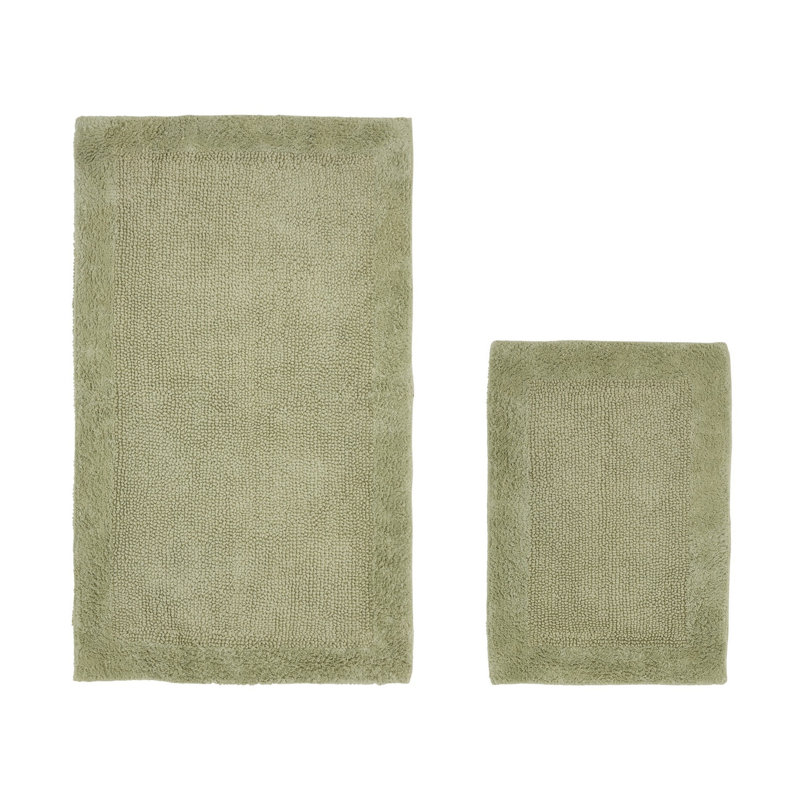 Moriceau 100% Cotton 2370 GSM Tufted Reversible 2-Piece Bath Rug Set – Ultra Soft, Highly Absorbent, Machine Washable, OEKO-TEX Certified, Ideal for Bathtub, Vanity & Sink Areas, Sage