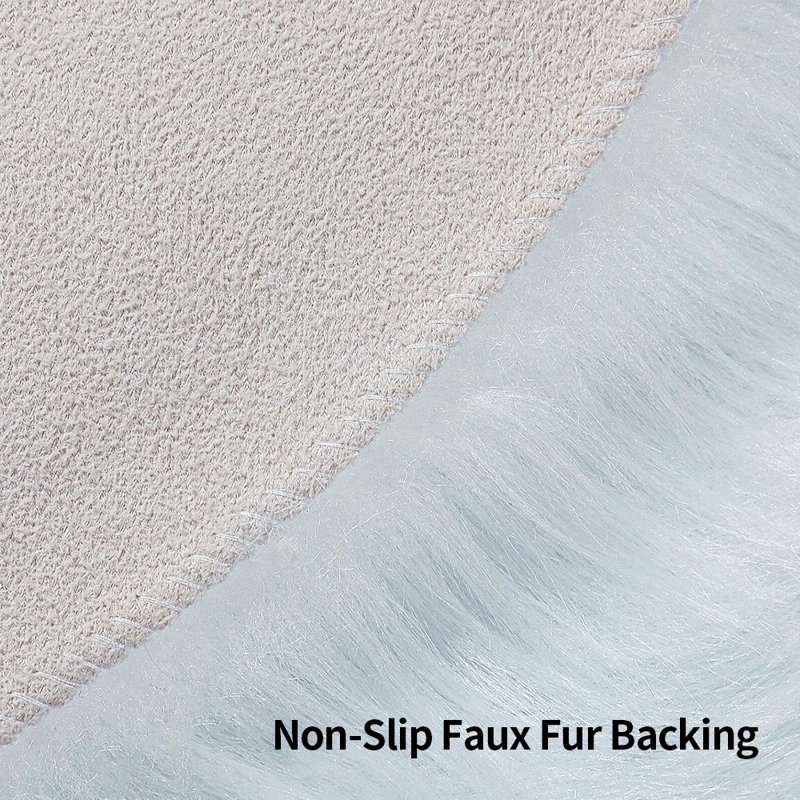 Plush Faux Sheepskin White Rug, Novelty 6' x 6'
