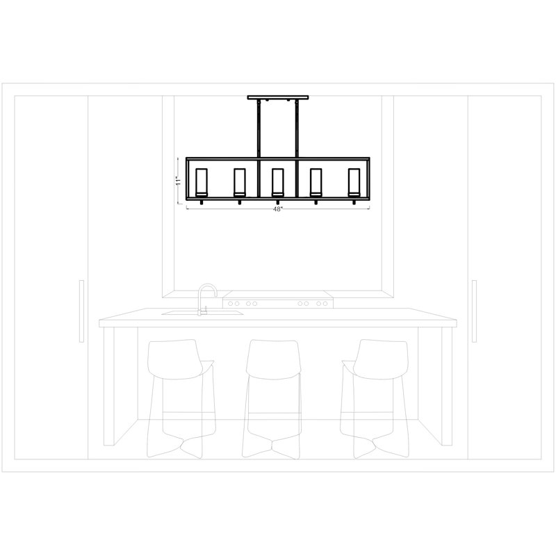 Zire Five Light Island Pendant from Visual Comfort Studio, Chrome, No