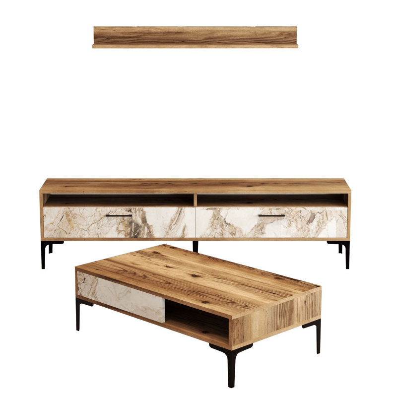 Ensemble de meubles de salon, Brun/crème