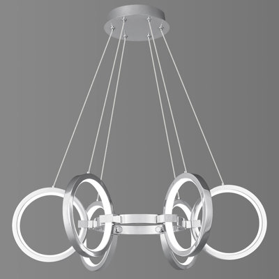 6-Light Modern Led Chandelier Dimmable Round Pendant Light Fixtures For Kitchen Island Living Room