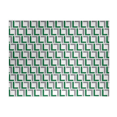 Tapis géométrique vert / gris / blanc