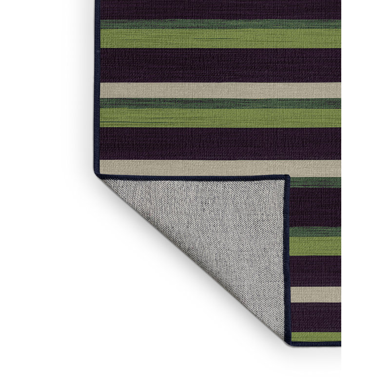 Tapis mauve à rayures horizontales lavable à la machine, Carré 5 pi