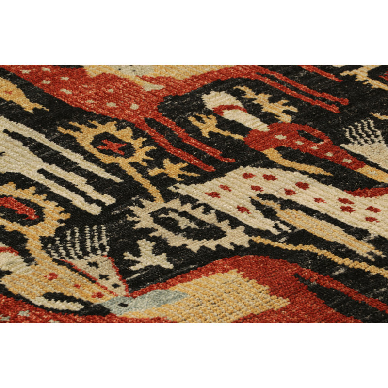 Burano Hand Knotted Wool Animal Print Area Rug, Rectangle 5' x 8'