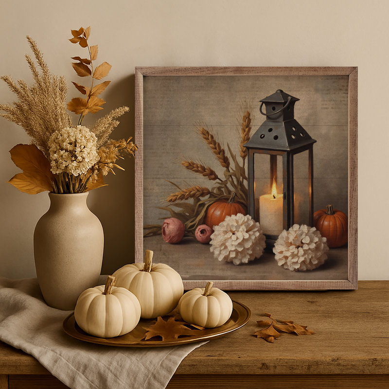 Autumn Lantern, 16" H x 16" W