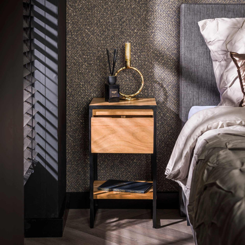 Adilen 30 cm W Steel Bedside Table