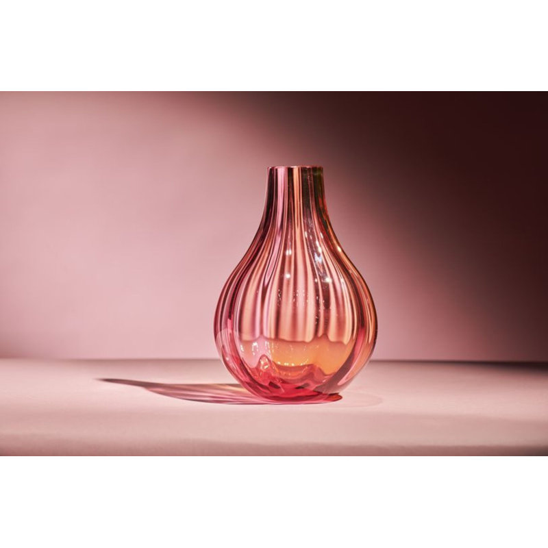 Iris Handmade Glass Table Vase, Pink/Amber