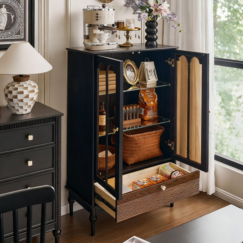 Black Solid Wood+Glass Display Cases