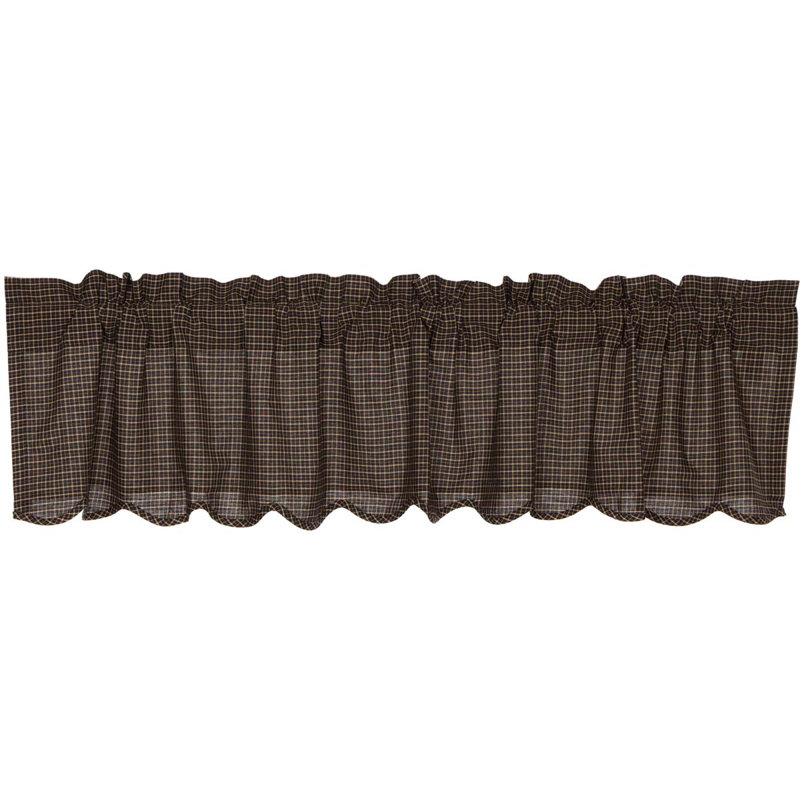 Kettle Grove Cotton Plaid Scalloped Window Valance, 72" W x 16" L