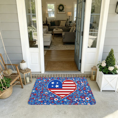 Tapis d'entrée patriotique Heart Flag 20 po x 32 po