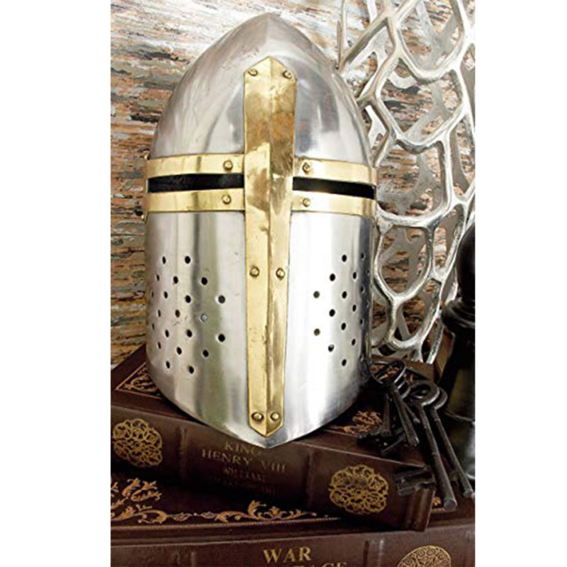 Silver Metal Medieval Knight Crusader Helmet