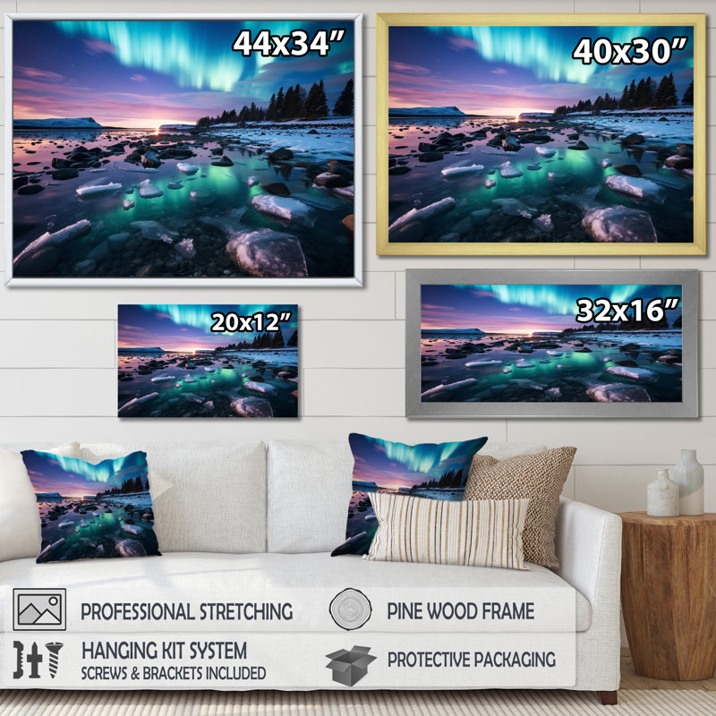 Samana Canada, lumière polaire I sur toile, Toile tendue, H 34 po x l 44 po x P 1,5 po
