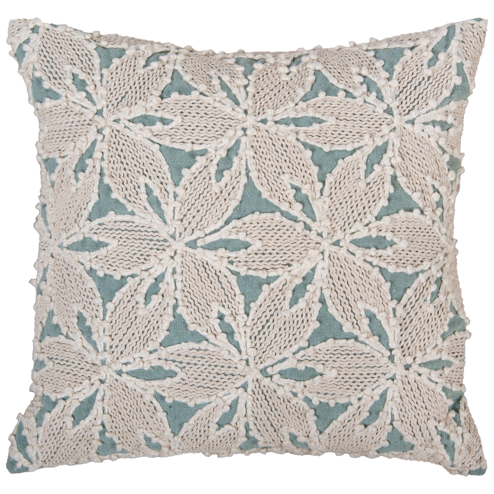 Recycled Cotton Canvas Throw Pillow, Light Green/Natural, Down Blend