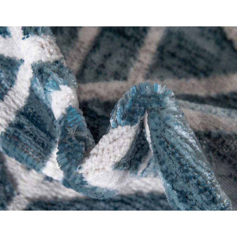 Tapis contemporain Clidy de couleur turquoise, Rectangle 4 pi x 6 pi
