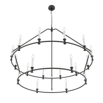 Lustre rustique noir à 2 niveaux Vreneli