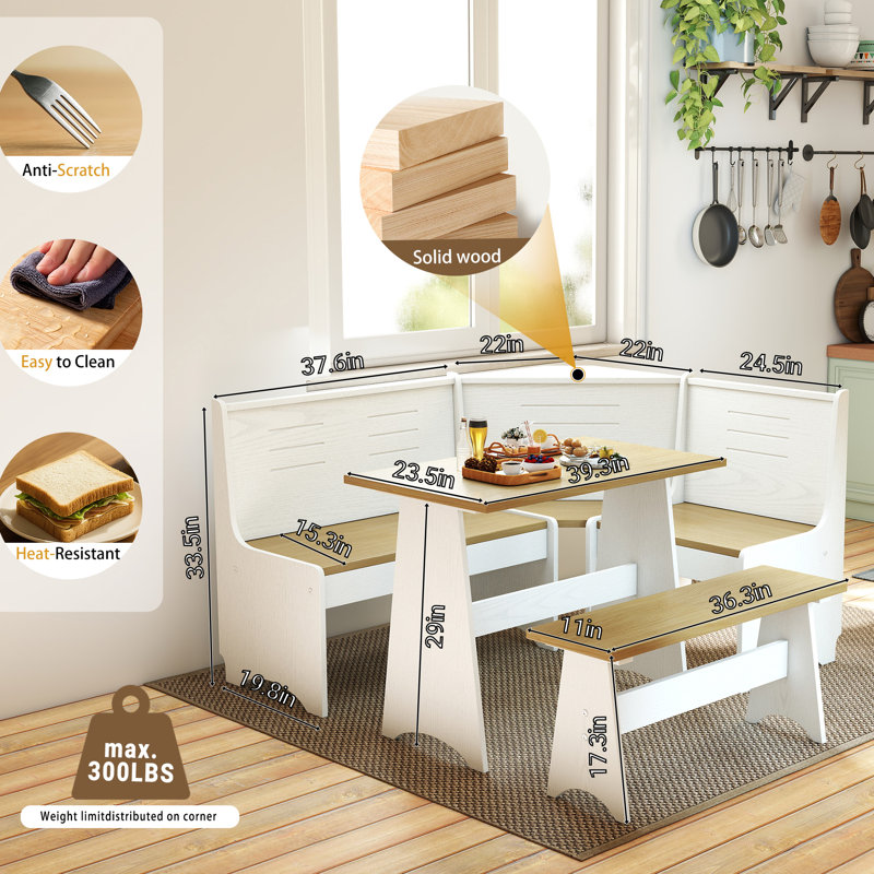 Ensemble de coin-repas 3 pièces Modern Modern, Brun / Blanc