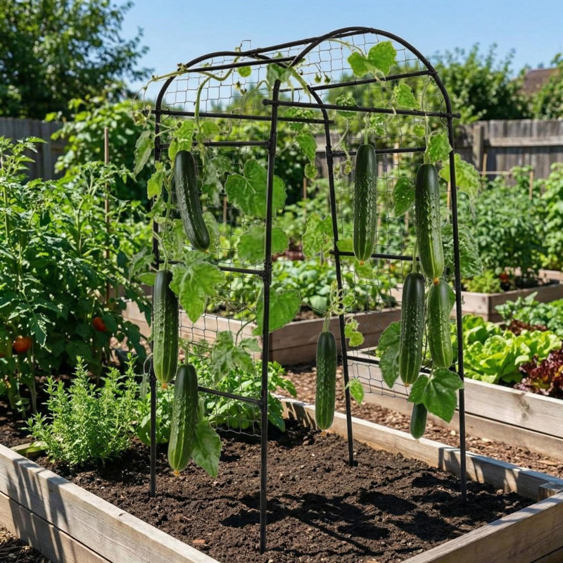 Arche de jardin en U de 6,73 x 2,62 x 2,95 pi, support en métal pour plantes surélevées, concombres, melons, raisins, roses et cultures de vigne