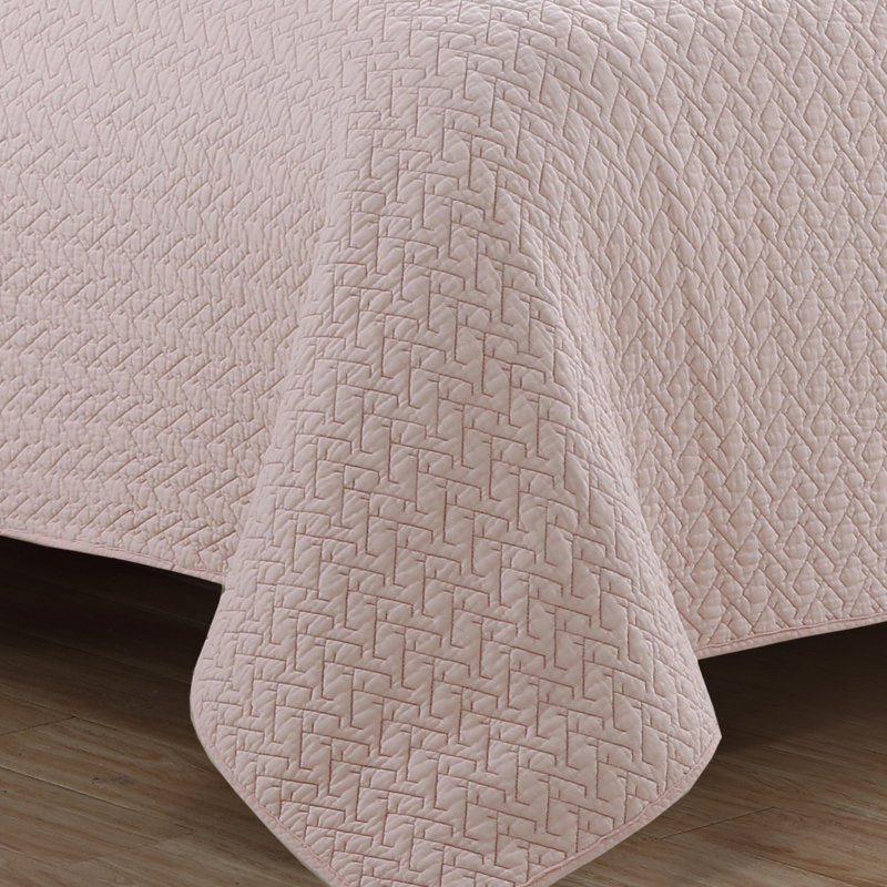 Blush Cotton Reversible King Quilt Set