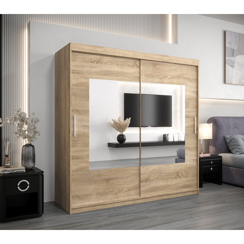 Attalie 2 Door Manufactured Wood Wardrobe, Sonoma Oak