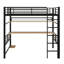 Lit mezzanine double en métal avec tablette de rangement et bureau, lit mezzanine robuste avec lumière DEL et filet Lron