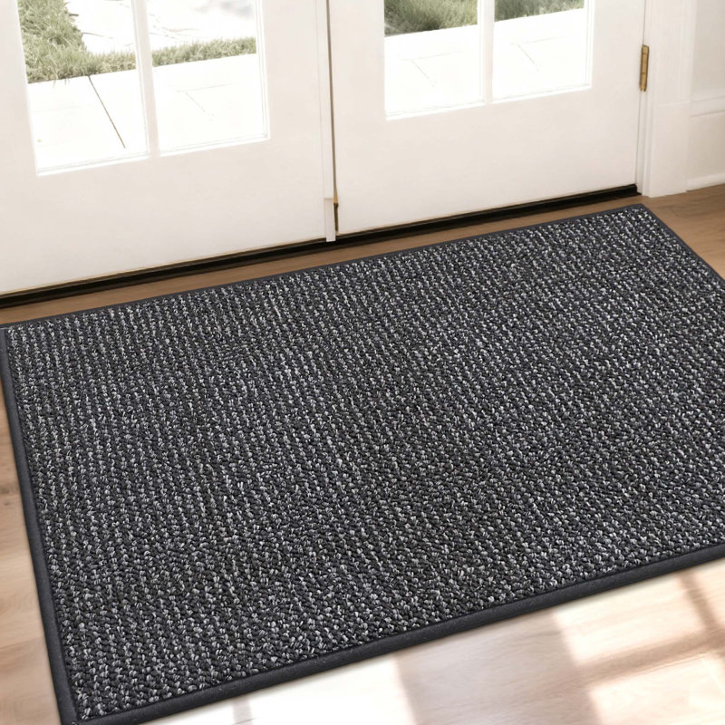 Bukvice Non-slip Washable Door Mat, Dark Gray, 36 "W x 60" L
