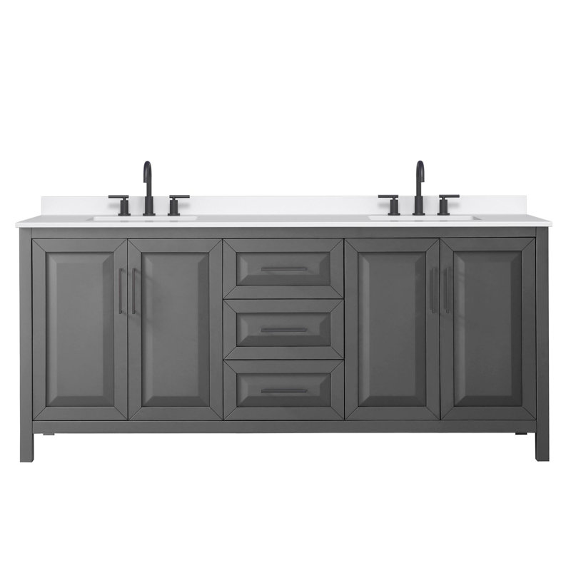 Daria 80'' W Vanity, Matte Black, Gray, Giotto Quartz