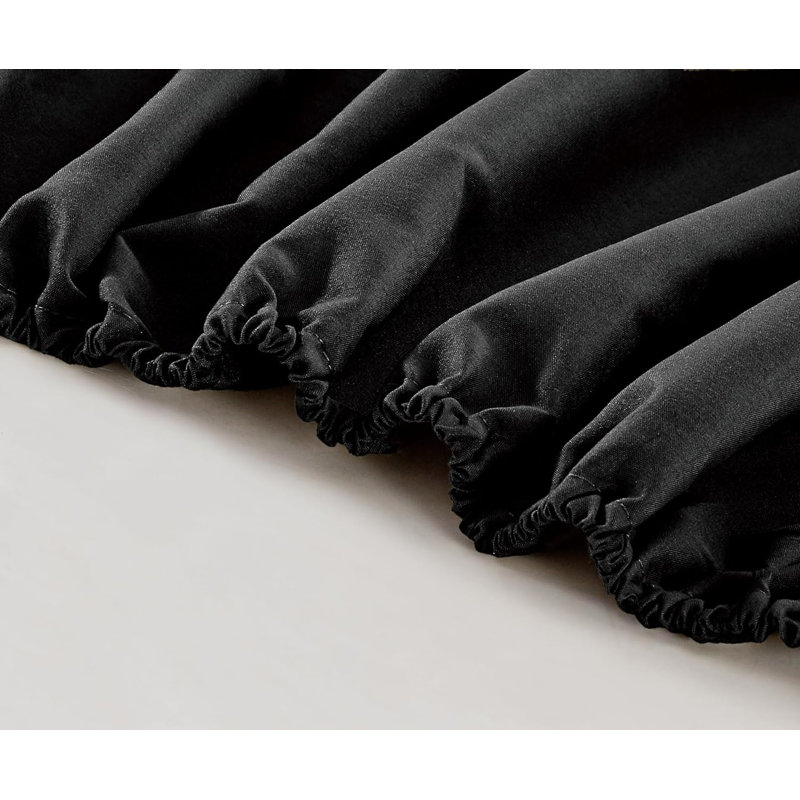 6-Piece Brushed Microfiber Bed Sheet Set, Black, Queen Sheet Set with 5 Additional Pieces