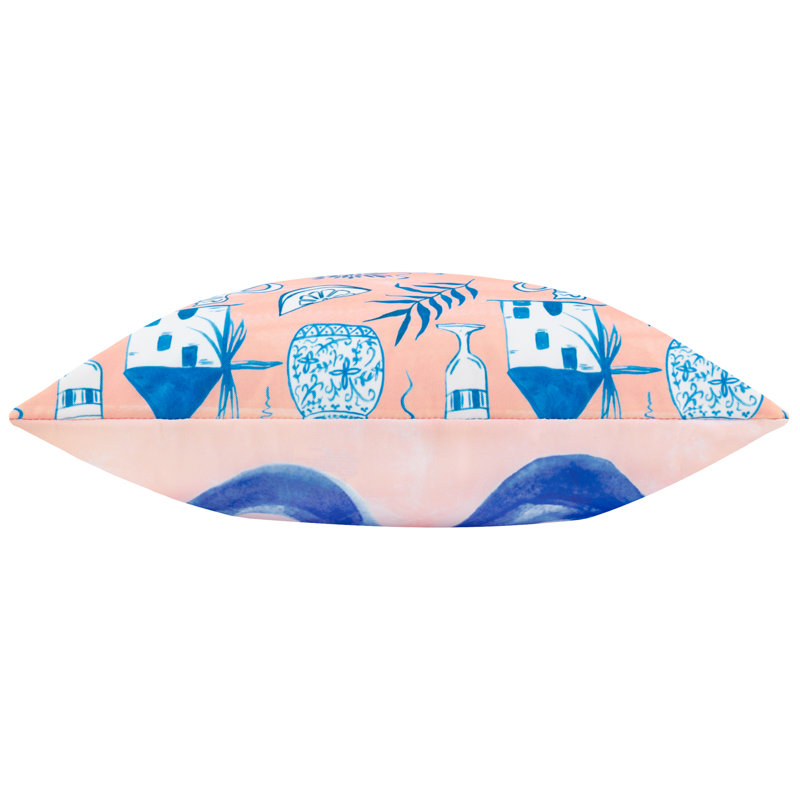 Aegina Indoor / Outdoor Abstract Pink Square Cushion, Pillow Cover Only - No Insert