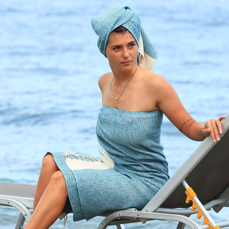Débarbouillette peshtemal Severina, Turquoise
