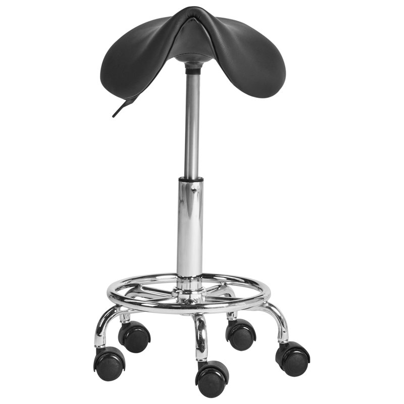 Adjustable Height Ergonomic Active Stool with Footrest, Black