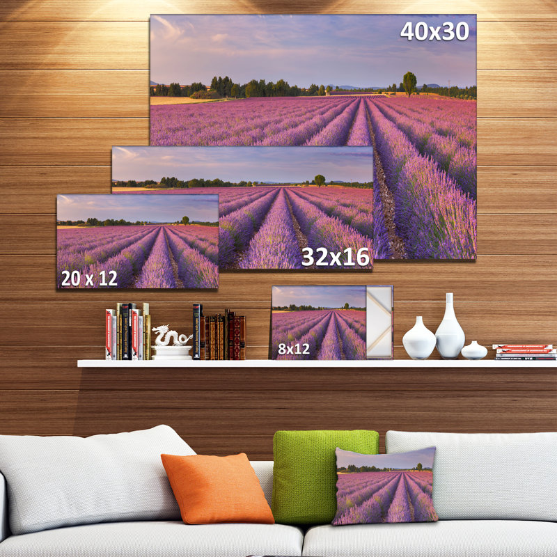 « lavande », reproduction de photo sur toile tendue, "floral rows" en france, H 16 po x l 32 po x P 1 po