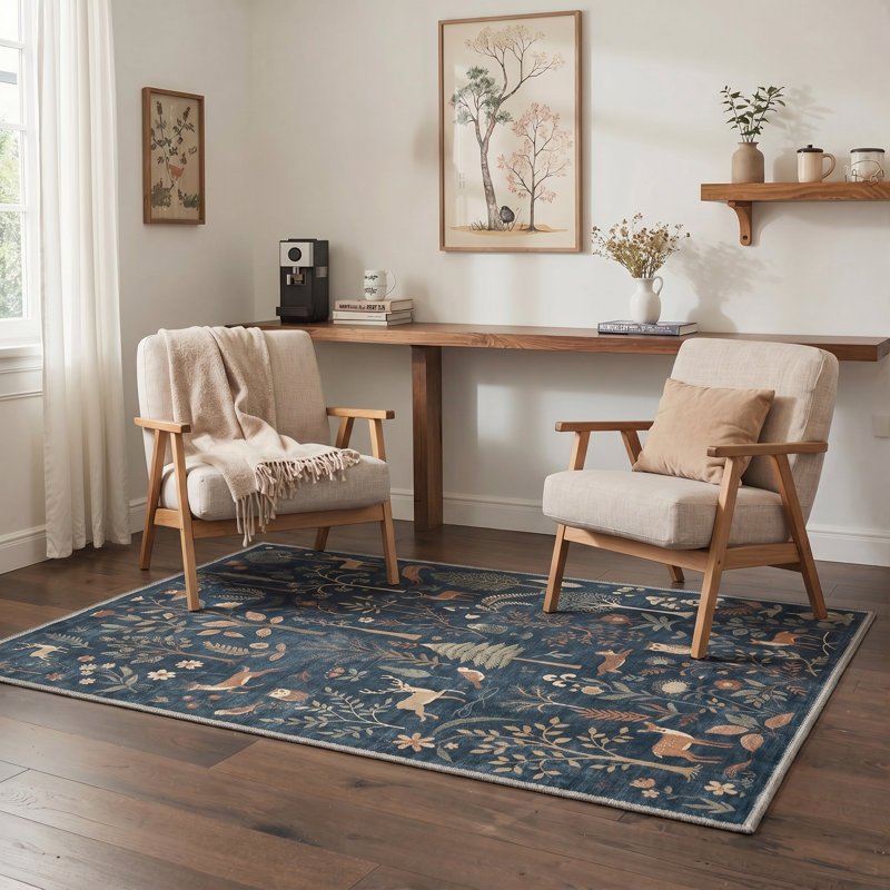 Tapis d'intérieur bleu / brun Arcadia, Rectangle 9' x 12'