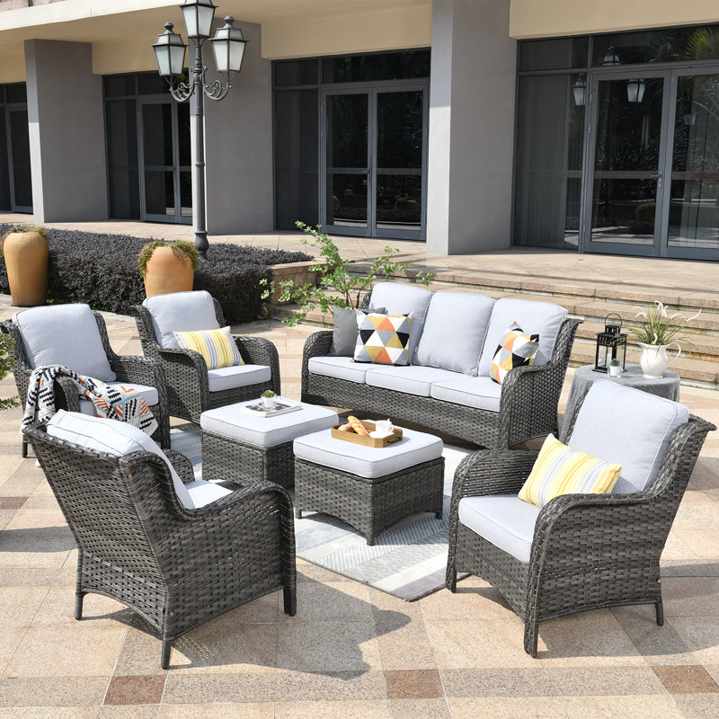 Mobilier d'extérieur en rotin Gilgardo, gris, Non