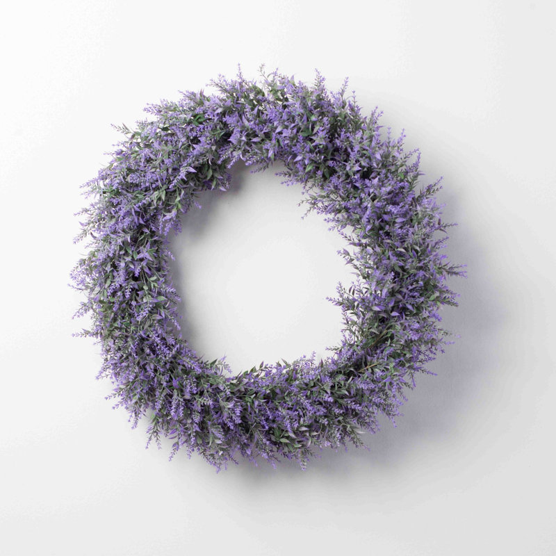 Couronne en fausse soie lavande, H 26 po x l 26 po x P 6 po